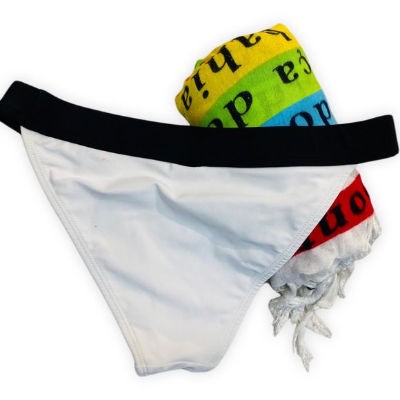 Black & White Elasticated Waistband Bottom Swimwear - Picture 3 of 7